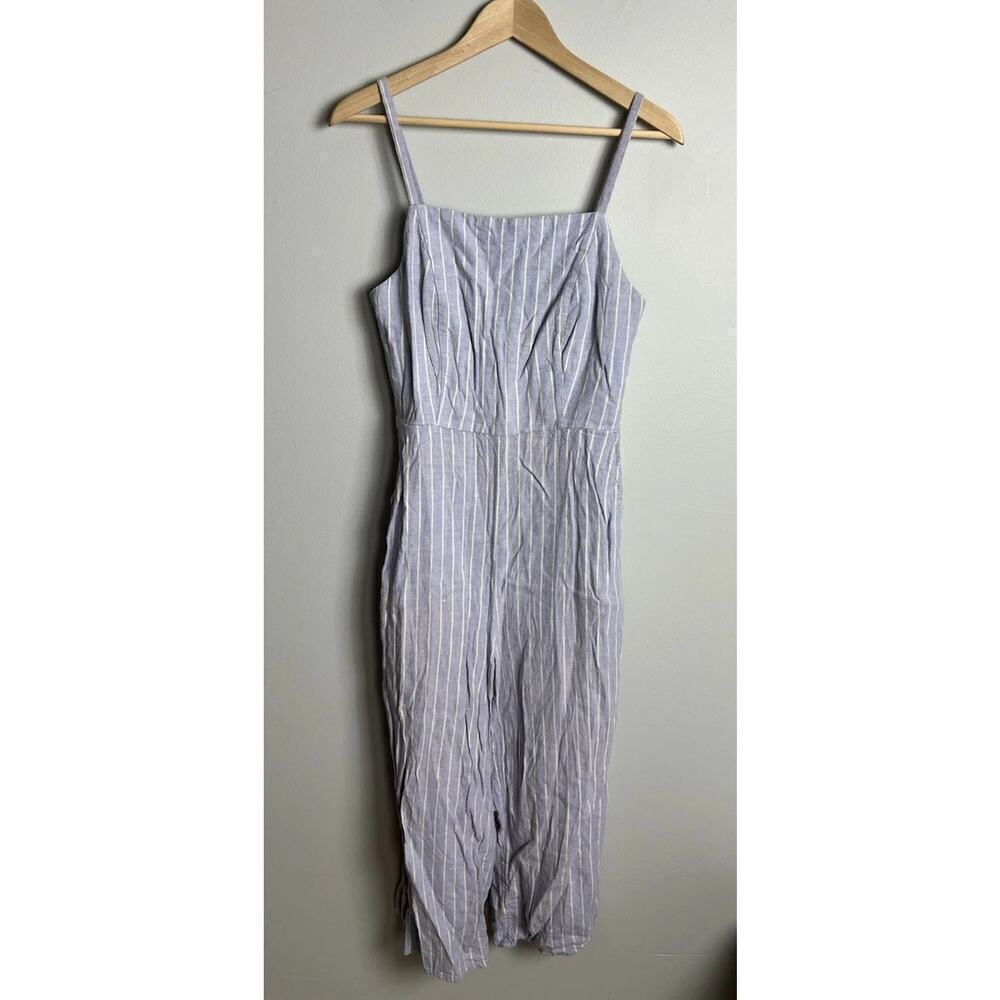 Old Navy Square Neck Linen Blend Striped Cami Jumpsuit Size Medium Women’s